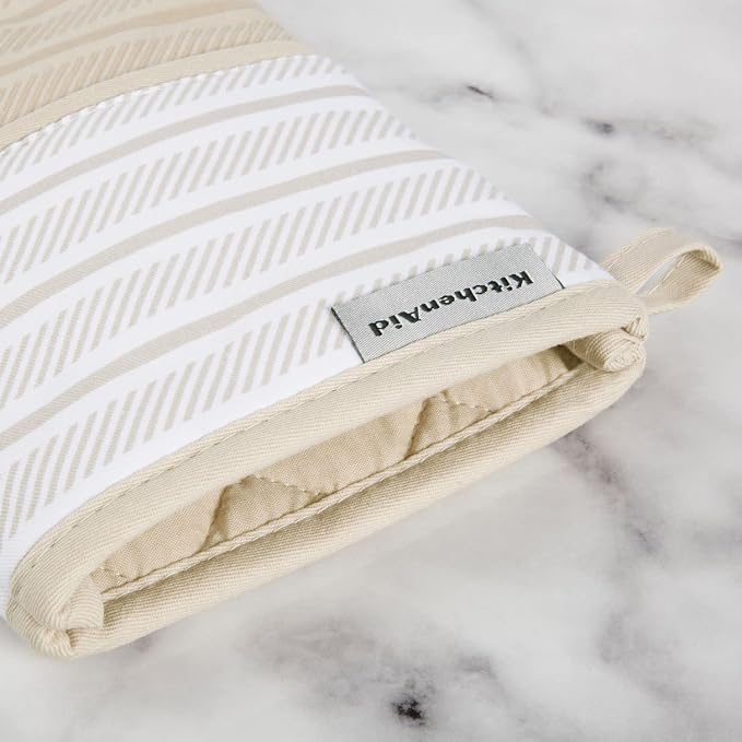 KitchenAid Albany Oven Mitt 2-Pack Set, Milkshake Tan, 7"x13"