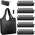 BeeGreen Black Reusable Grocery Bags Wholesale Dark Reusable Kitchen Bags Bulk Foldable-Machine Washable with Zipper Storage Pouch 50 Packs