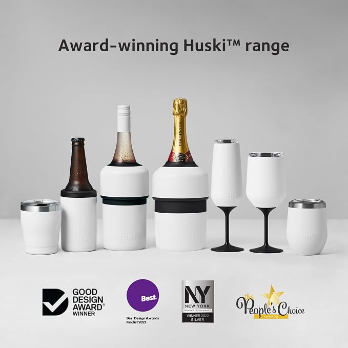 Huski Wine Tumbler 2.0 | NEW | Award-winning Design with Detachable Stem | Premium Stainless Steel Wine Glass with Lid | Triple Insulated Tumbler | 12oz Capacity | Great Gift (Black)