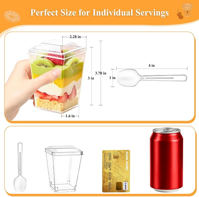 450 Pack Plastic Dessert Cups with Lids and Spoons, 5 oz Mini Dessert Cups | Clear Yogurt Cups with Lids, Small Appetizer Cups for Fruit Party Pudding Shooter
