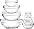 Lawei Set of 9 Glass Mixing Bowls - Glass Nesting Bowls Prep Bowl Clear Salad Bowls for Kitchen Prep Salad, Cereal, Ice Cream, Pasta, Fruits