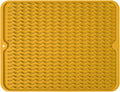Silicone Dish Drying Mat, Non-Slip Easy Clean Sink Mat, Yellow, 17" x 14" | Quick-Dry Ridges, Large Heat-resistant Dish Drainer Mat for Kitchen Counter, Hangable & Roll-Up for Storage, Dishwasher Safe