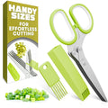 Herb Scissors with 5 Blades and Cover, Cleaning Brush, Even Cuts | Cilantro Cutter for Kitchen, Stainless Steel with Non-Slip Handle; Green Onion Scissors for Parsley, Salads and Greens