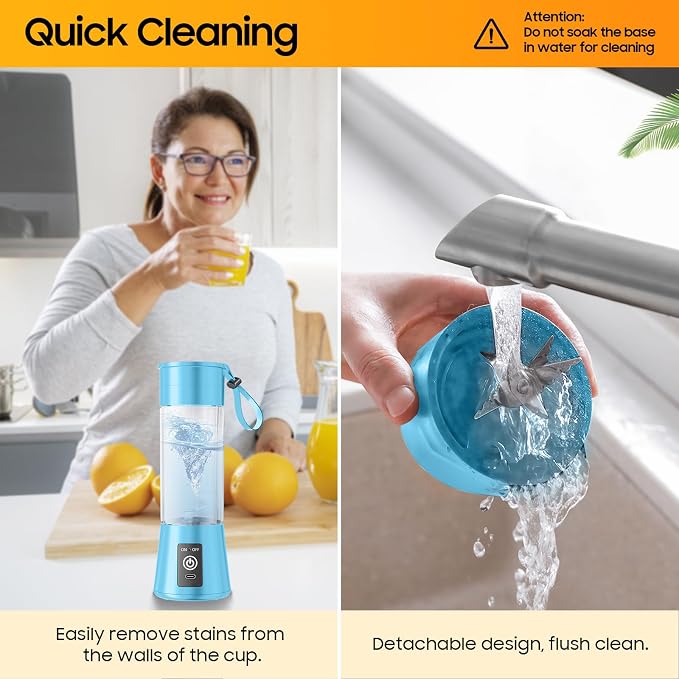 Personal Size Portable Blender Make Smoothies - Mini Blender 12oz Juice Cup | Powerful Blending with 6 Stainless Steel Blades, BAP-Free, Lightweight, Easy Clean,Suit in Travel/Office/Gym/Picnic/ Sports