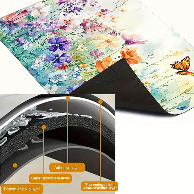 HOMETITUTE Wildflower Stove Top Cover 28x20 Butterfly Diatomite Mat