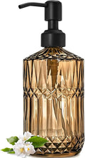 JASAI 18Oz Amber Glass Soap Dispenser with Black Pump for Bathroom. | Beautiful Kitchen Soap Dispenser with Thick Glass, Soap Dispenser Bathroom for Hand soap, Dish Soap, Lotion, Liquid Soap.