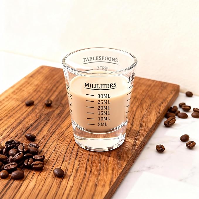 Shot Glasses Measuring cup Espresso Shot Glass Liquid Heavy Wine Glass 2 Pack 26-Incremental Measurement 1oz, 6 Tsp, 2 Tbs, 30ml (Black and Red)