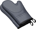 Heat Resistant Silicone Oven Mitts, Up to 500°F Protection for Baking & Grilling, 1 Pair (Grey, Extra Thick)