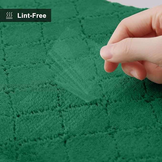 Homaxy 12 Pack Super Soft Absorbent Dish Cloths, 13" x 19", Dark Green | Coral Velvet, Nonstick Oil Fast Drying Microfiber Cleaning Cloth, No Lint Dishcloths for washing and drying