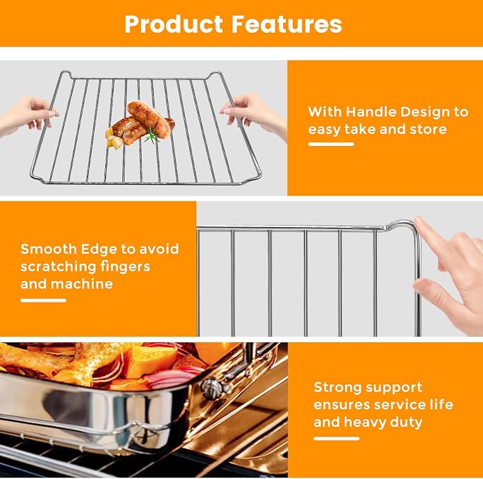 Replacement Air Fryer cooling rack for Cuisinart TOA-60 65 70 Air Fryer Convection Toaster Oven, 12.4''*11'' Air Fryer Stainless Steel Wire Rack Basket Tray Accessories Parts, Dishwasher Safes