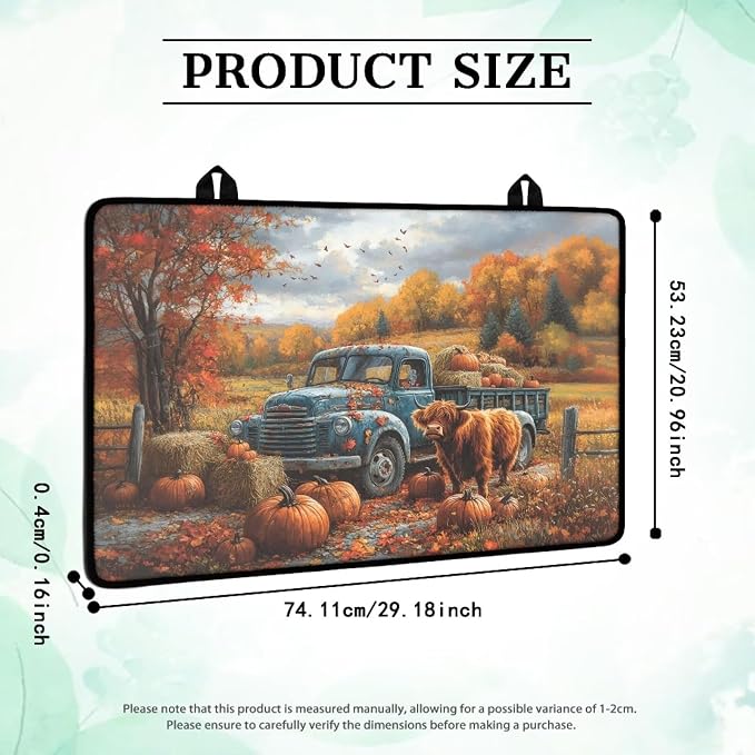 Cattle Pumpkin Cat Stove Top Covers for Electric Stove, Heart Resistant Dish Drying Mat for Kitchen, Non-Slip Dust-proof Mat for Glass Stove Top, Thanksgiving Decorations
