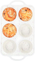 Vinino Jumbo Muffin Pan with Metal Reinforced Frame-1Pack, Large Silicone Cupcake Pan for Baking 6 Cup Jumbo Size, Silicone Muffin Tray, Cupcake Baking Pan Molds for Oven Dishwasher Safe-Cream