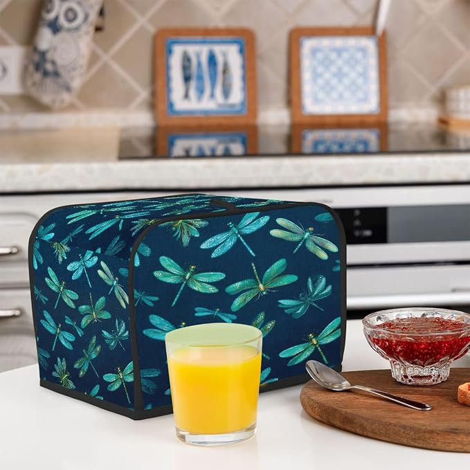 4 Slice Toaster Cover Dragonfly Animal Turquoise Toaster Covers Four Slice Wide Slot Waterproof and Dustproof Covers for Wide Slot Toasters and Small Appliances Kitchen Decor Gifts