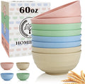 Large Wheat Straw Bowls 60oz Light Color Bowl Set of 8 - The Ultimate All-in-One Set for Salad, Soup, Cereal & Oatmeal, Microwave Safe & Unbreakable