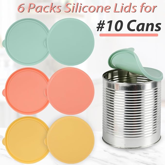 Webake Silicone Lids for #10 Cans, Food-Grade Reusable Can Covers, Light-Proof & Airtight Food Storage Lids for Preppers, Survivalists Supplies, Ideal Replacement for Plastic Lids, Pack of 6