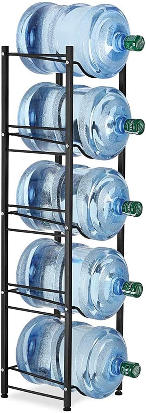 LIANTRAL Water Cooler Jug Rack, 5-Tier Heavy Duty Water Bottle Holder Storage Rack for 5 Gallon Water Dispenser, Save Space (Black)… | 5-Tier Black,Heavy-Duty Steel,Rustproof,Easy Assembly,Floor Protection,Save Space, Detachable,Perfect for Home, Kitchen