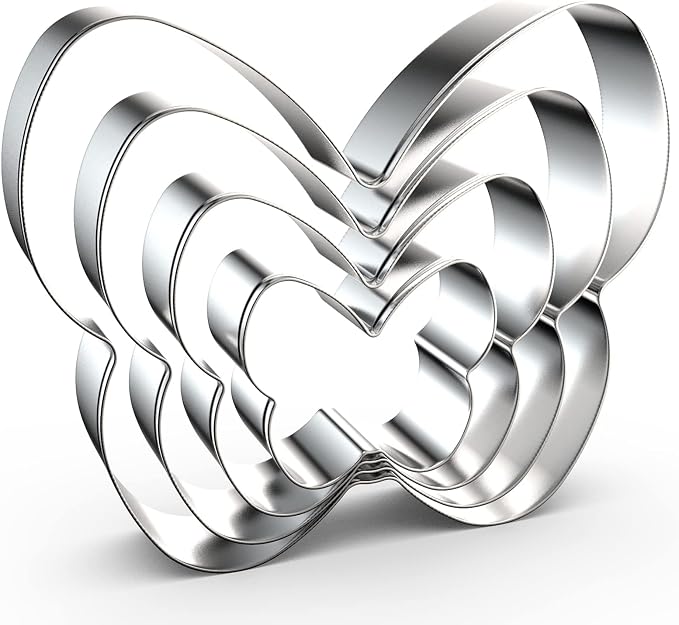 Butterfly Cookie Cutter Set in Assorted Sizes - 5 Inch, 4 Inch, 3 Inch, 2 Inch - 4 Piece - Stainelss Steel