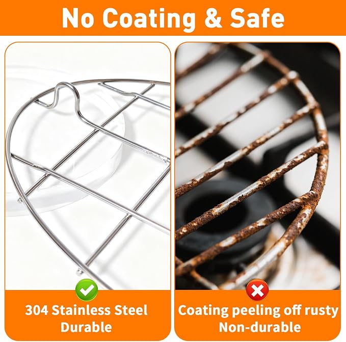 Oval Roasting Cooling Rack 9.8x6.7 Inch Baking Broiling Rack | 304 Stainless Steel Cookware 0.8 Inch heigh Thick Version 2PCS for Party Turkey Dinner Steak