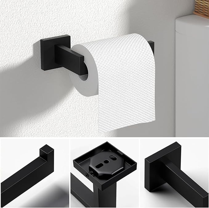 JOPOFI 5 Piece Towel Bar Set - 23.6Inch Bathroom Towel Holder - Matte Black | Stainless Steel Towel Racks for Bathroom Wall Mounted, Towel Rod for Bathroom Wall