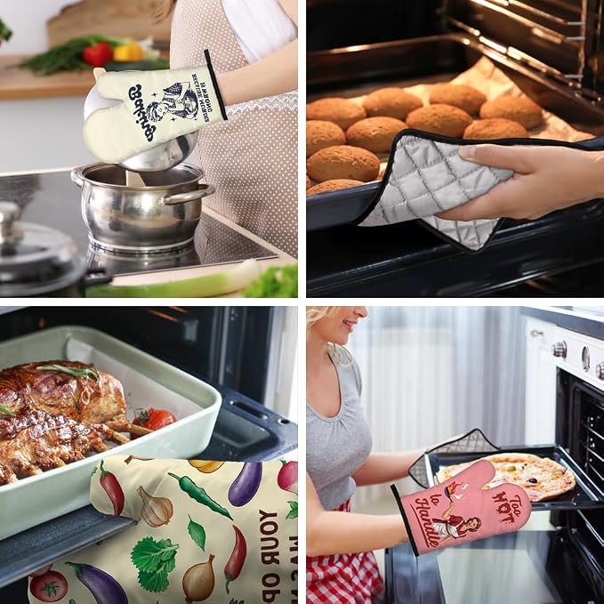 DYJYBMY Time to Make The Biscuits Funny Cat Oven Mitts and Pot Holder Set, Cute Kitchen Gadgets for Pet Lover, Housewarming Gifts for Cat Mom Dad, Bake Lover Gifts for Mom Dad Wife Husband BFF (HS)