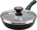 Farberware Glide Copper Ceramic Nonstick Egg Poacher Pan with Lid, 8-Inch, Black