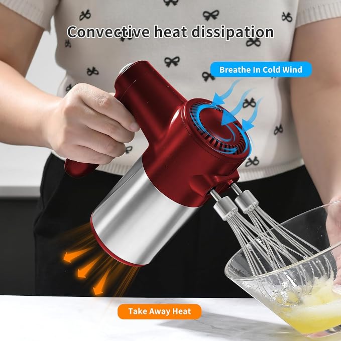 7-Speed Cordless Hand Mixer for Baking - Electric Handheld Mixer with 6 Stainless Steel Attachments, Turbo Boost, Digital Display, Lightweight Cake Mixer for Eggs, Cream, Cookie Dough