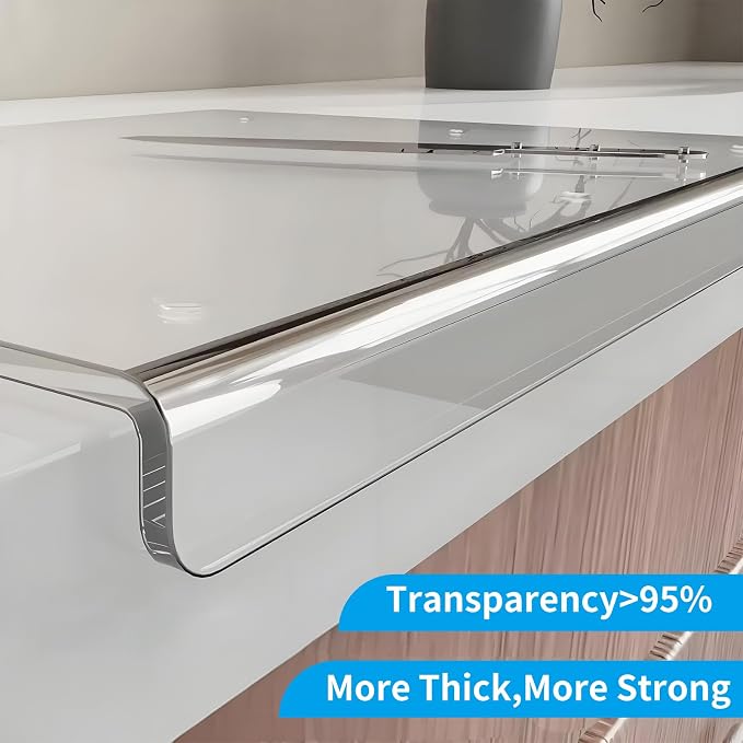 Large Acrylic Cutting Board with Counter Lip, 30 x 20 Inch | Clear Cutting Board for Kitchen Countertop, Non Slip-Protector Cover Shatter Resistant for Home Restaurant Kitchen Sink Stove