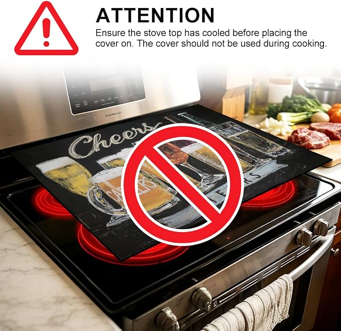 Cheers Beer Bar Chalkboard Stove Top Cover 28.35x20.47in Man Cave | Cheers beer bar chalkboard stove top cover 28.35x20.47 in; man cave cooktop mat dishwasher safe machine washable