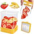 Strawberry Slicer Cup, Fruit Cutter, Quick-Slice, Meal Prep, Yellow | Dual-Function Base, Easy-Clean & Storable – 304 Stainless Steel Blade – Quick & Safe Slicing Kitchen Gadget