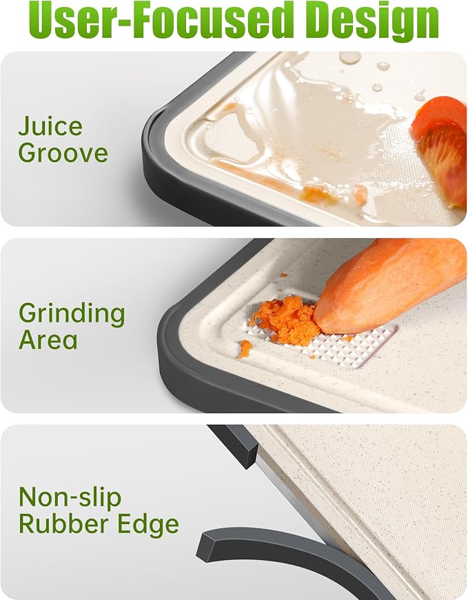 Titanium Cutting Board for Kitchen, Food Grade Titanium Cutting Boards 2 in 1 Double Sides, Non Slip Cutting Mat 16" x 11"