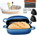 Dutch Oven 9x6 Inch,2.5QT Cast Iron Bread Pans Kit for Bread Baking | Loaf Pan With Banneton Bread Proofing Basket & Baking Supplies,with Lid,loop handles,for Homemade Breadmaking