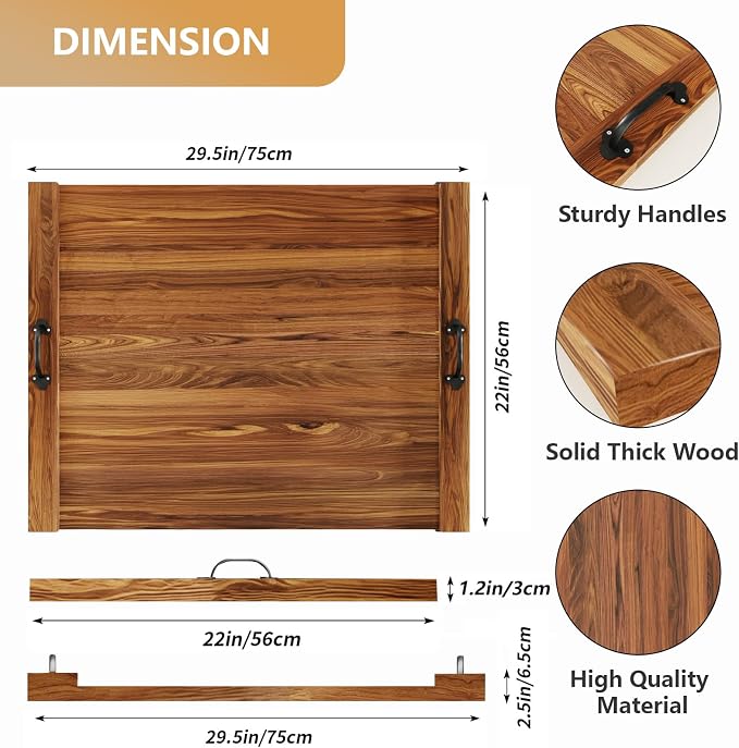 Noodle Board Stove Cover 29.5x22" with Handle Wooden Stove Top Cover Board for Electric Gas Stove Burner, Glass Range Stovetop Cover