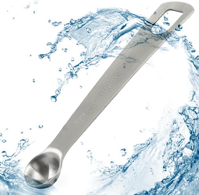 1/24 Tbsp (1/8 Tsp) Stainless Steel Measuring Spoons, 4Pcs | 0.625 mL, 0.625 cc, For Coffee Powder, Grains & Loose Tea, Metal Construction