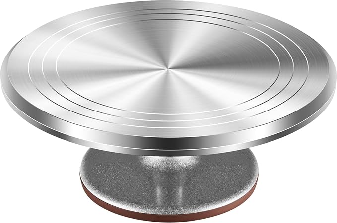 12-Inch Aluminum Alloy Cake Turntable for Frosting, Ultra-Smooth Rotating Icing Stand with Non-Slip Base, Heavy-Duty Decorating Rotating Cake Stand for Baking, DIY Crafts, and Cake Decoration