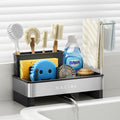Nacial Kitchen Sink Caddy Organzier with High Brush Holder, Sponge Holder for Kitchen Sink with Two Towel Racks - Rustproof 304 Stainless Steel Kitchen Countertop Storage Essentials