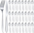 Nuenen 50 Pieces Stainless Steel Forks Silverware Set Dinner Forks and Knives Flatware Tableware Cutlery Set for Kitchen Restaurant(7.1 x 1 Inch, 8.4 x 0.7 Inch,Silver)
