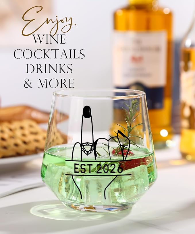 comfit Engagement Gifts for Couples 2026 - Bridal Shower Gift - Valentine's Day,Wedding Gifts for Couples, His and Hers, Newlywed - Wine&Whiskey Glass for Mr and Mrs