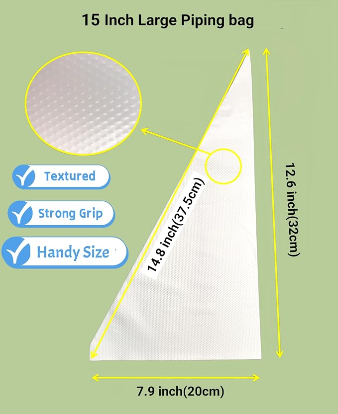 15 Inch Piping Bags 200 Pack - Disposable Pastry Bags - Thick Anti-Burst Pastry Icing Frosting Piping Bags For Decorating Cupcakes Cakes Cookies (15 Inch-200 Pack)