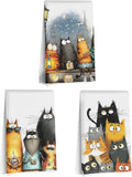 3 Pcs Cute Cat Kitchen Towels, Funny Cats Gifts Absorbent Hand Towels-04 | Cat Dish Cloths for Drying Dishes, Cats Waffle Dish Towels for Kitchen Home Bathroom Decor, Cat Lover Gifts for Women Mom