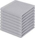 Homaxy 100% Cotton Waffle Weave Kitchen Dish Cloths 8-Pack, Light Gray | 12 x 12 Inches, Ultra Soft Absorbent Dish Towels, Quick Drying Dish Rags with Hanging Loop