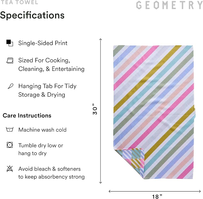 GEOMETRY Spring Kitchen Towels - Double Sided, Quick Dry Microfiber Cloth - Spring & Summer Dish Towels for Kitchen Drying - Premium Quick Dry Towel - Dancy, 18" x 30" - 1-Pack