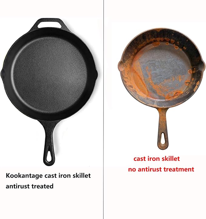 Cast Iron Skillet 3-Piece Set, Antirust Treated, Pre-Seasoned 6", 8", 10" Pans with Silicone Hot Handle Holder For Frying, Saute, Cooking, Oven, Grill