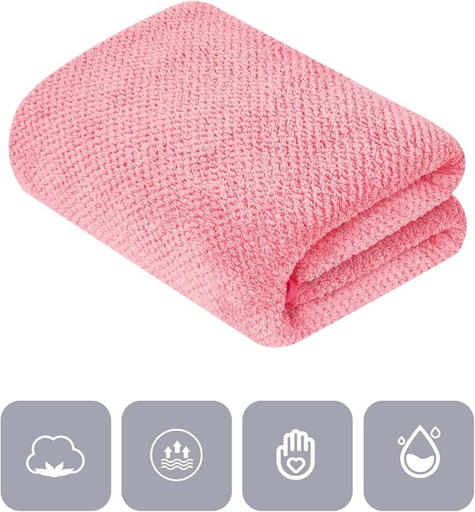 MaopaoBeauty Microfiber Bath Towel Set Pack of 2, 35 x 70 Inches - Light Thin Quick Drying Highly Absorbent Bath Towel for Bath, Fitness, Yoga, Travel, Sport and Shower (2PCS Hot Pink)