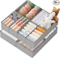 Drawer Organizer Clothes, 10 Pack Dresser Organizer for Baby Clothes, Underwear, Sock- Foldable Closet Organization and Storage Dividers Bins for Nursery, Bedroom (Grey)