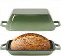 Flavehc Oval Cast Iron Dutch Oven for Bread Baking 12x8 Inch Enameled Bread Pan with Lid 6QT Cast Iron Bread Dutch Oven for Sourdough，Green