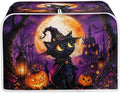Witch Cat Print Toaster Dust Cover Pumpkin Print Bread Maker Machine Covers Anti Fingerprint Kitchen Small Appliance Cover for Halloween Decor