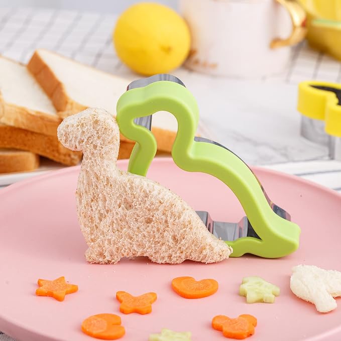 Nifogo Dinosaur Cookie Cutters 9 Pcs | Dino Shapes, Dinosaur Theme Birthday Party, Stainless Steel, for Kids DIY Kitchen Baking