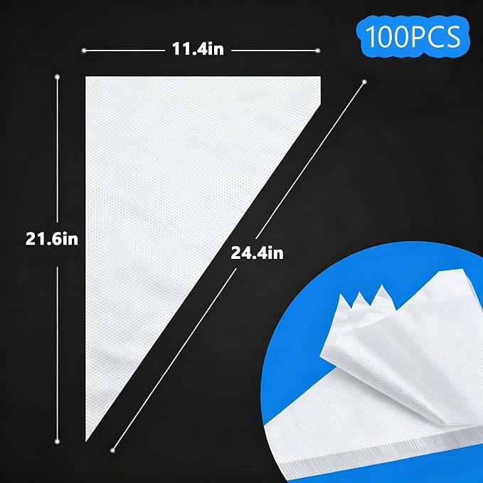 100Pcs Large Piping Bags,24 Inch Big Disposable Pastry Bags with Ties&Clips | Piping Bags,Cake Decorating Bags for Decorating Cupcakes Cakes Cookies