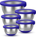 KITEISCAT Stainless Steel Mixing Bowls with Lids – Set of 5 Large Nesting Metal Bowls for Kitchen, Baking, Cooking, Food Prep & Storage, Non-Slip Base, Dishwasher Safe,Blue