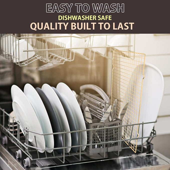 Cooling Rack for Cooking and Baking, 16" x 10" Wire Rack, Gold | Thick Wire Rack, Oven & Dishwasher Safe, for Roasting, Grilling, Drying, Fits Half Sheet Pan
